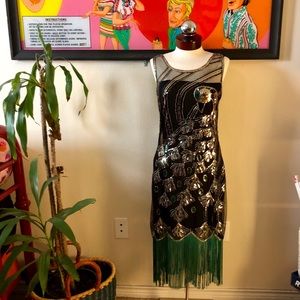 Peacock Flapper Dress